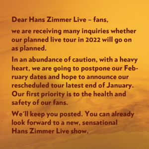 hans zimmer postponed