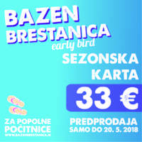 BAZEN BRESTANICA - SEZONSKA KARTA 2018 - Vstopnice © BAZEN BRESTANICA - SEZONSKA KARTA 2018 - Vstopnice ©